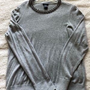 Ann Taylor Factory Grey Embellished Sweater